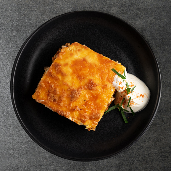 Moussaka med mangosalsa